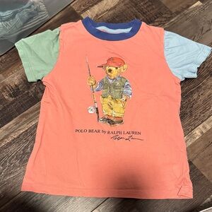 Polo by Ralph Lauren Kids' Coral and Blue Bear T-Shirt